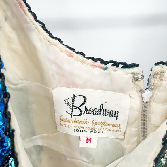 NWT The Broadway Deadstock Vintage 1960s Disco 100% Wool Fish Scale Sequin Top M - Picture 3 of 8